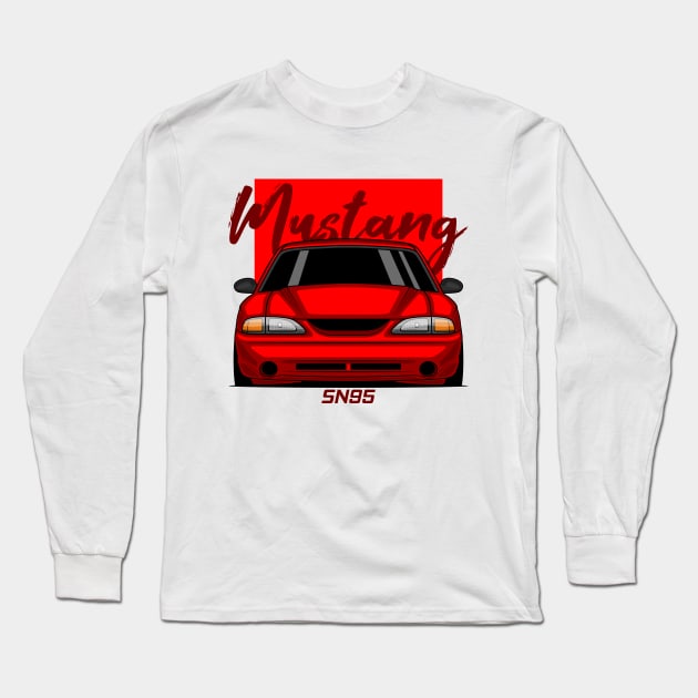 Front Red MK4 Stang Muscle Long Sleeve T-Shirt by GoldenTuners